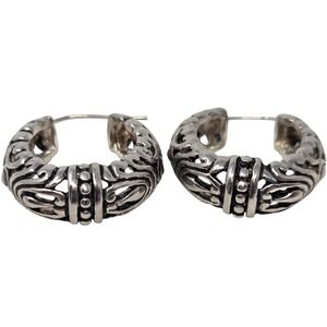 Joseph Esposito Espo Sterling Silver 925 Ornate Hoop Earrings ~1" 5.27g